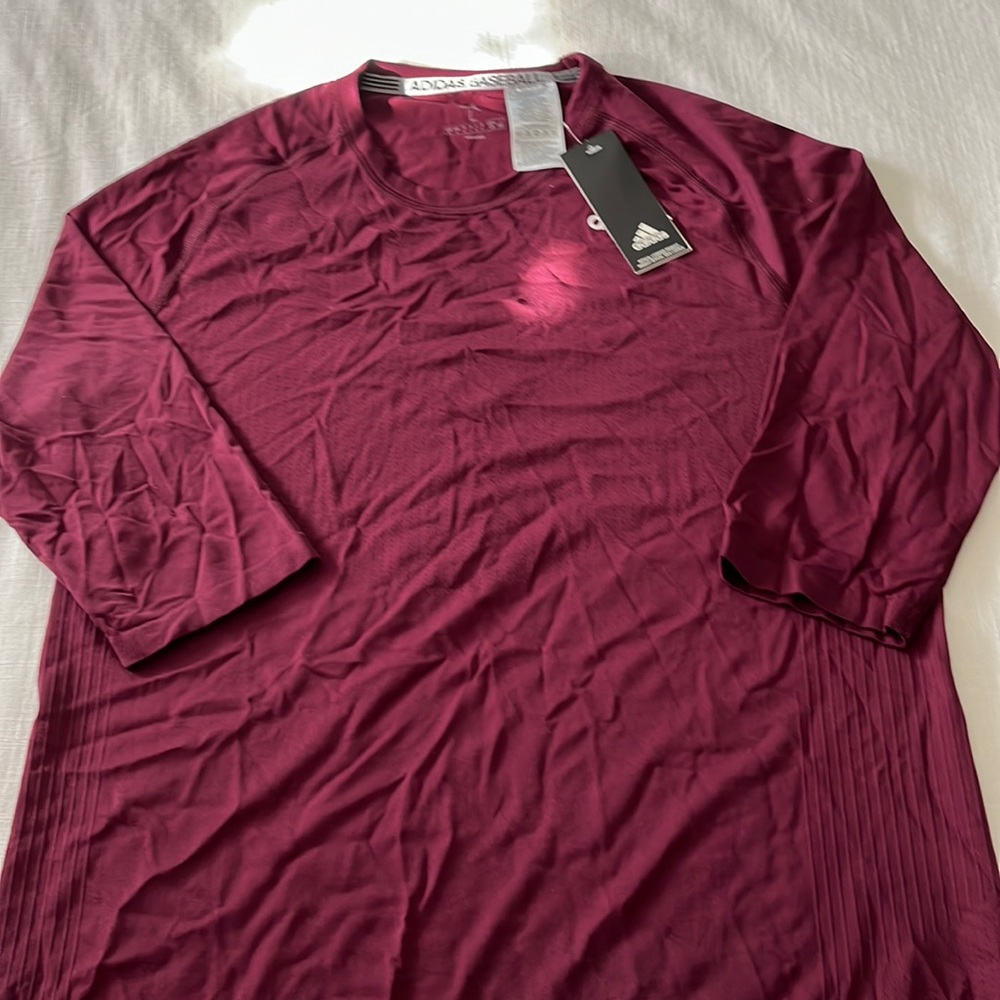 Adidas Maroon Baseball 3/4 Sleeve Tee